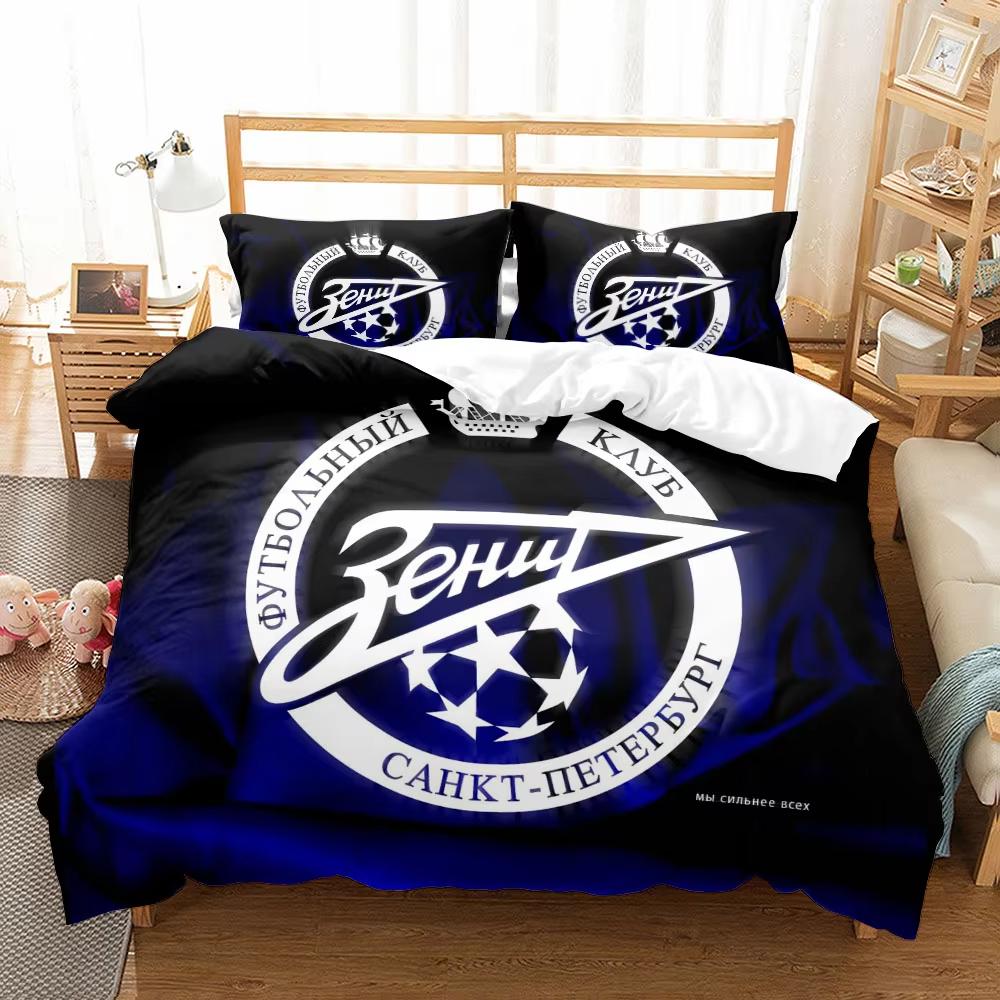Ensemble de Literie Football FC Zénith Saint-Pétersbourg Garçons Filles Taille Twin Queen Housse de Couette Taie d'Oreiller Lit Enfants Adulte Textiles de Maison