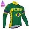 Brazil Winter Thermal Fleece Cycling Jersey Set Sports Team Bike Suit Mountian Bicycle Clothing Ropa Ciclismo Invierno Hombre