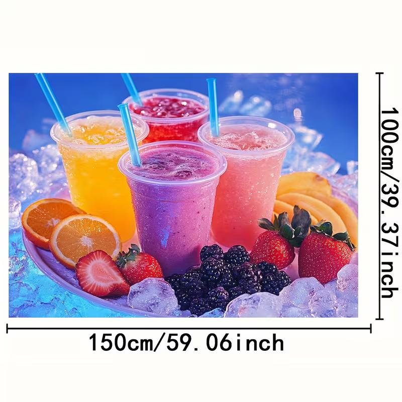 2D Colorful Fruit Drink Backdrop Fresh Smoothie Background for Summer Party