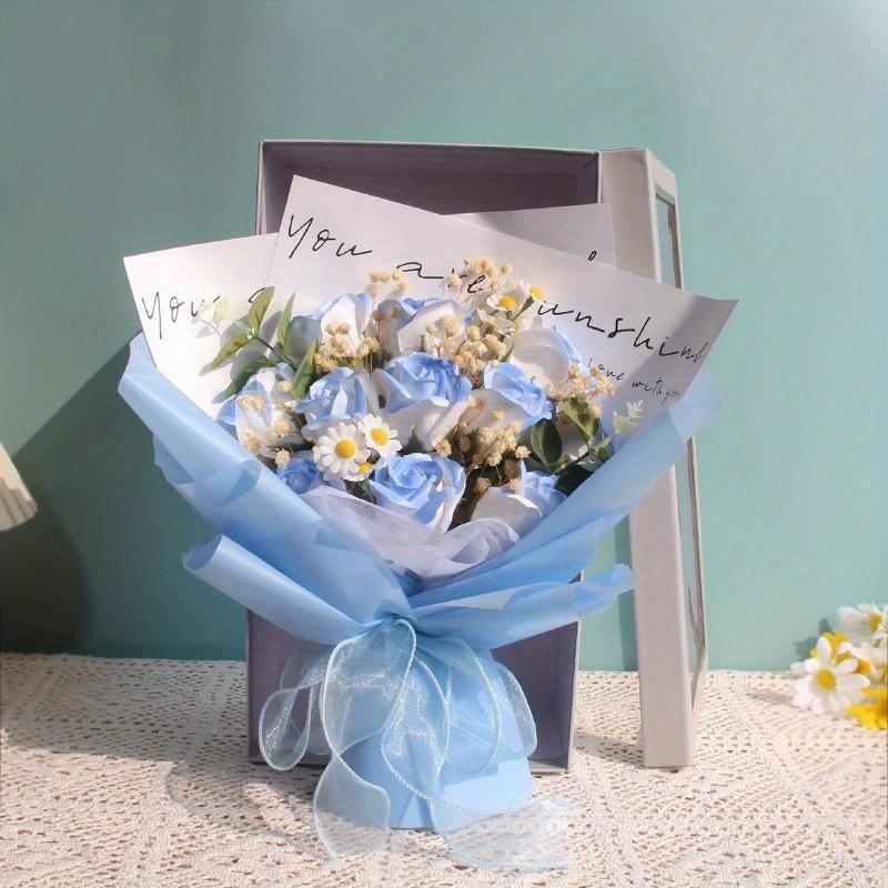 Rose Soap Flower Bouquet Artificial Wedding Flowers Mothers Day Gift Graduation Bouquet with Packing Bag Valentines Gift