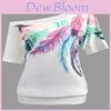 Luxurious Off The Shoulder Floral Print Short Sleeve Women's T-shirts Top Plus Size