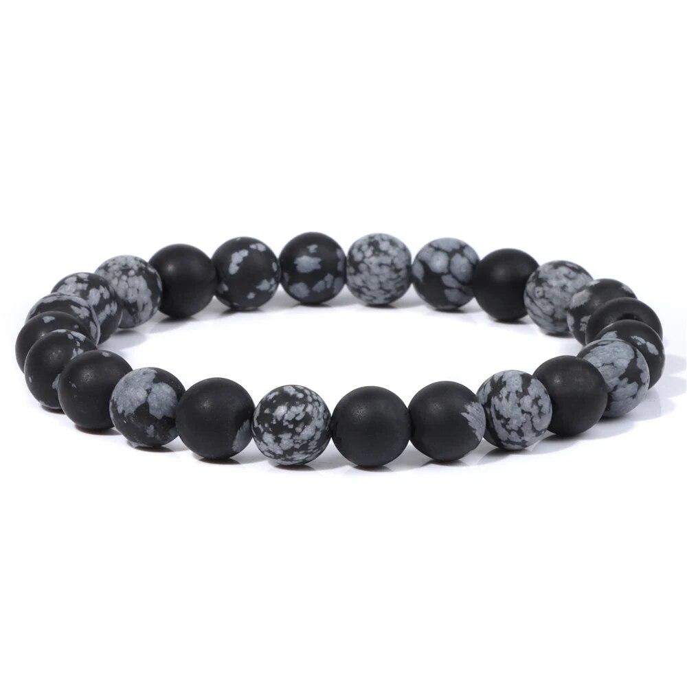 8mm Black White Natural Stone Bracelet Handmade Matte Opal Beaded Bracelets Energy Yoga Male Bracelet for Men Women Jewelry Gift