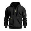 Fall Winter Men Hoodie Zipper Decor Loose Elastic Cuff Drawstring Warm Pullover Mid Length