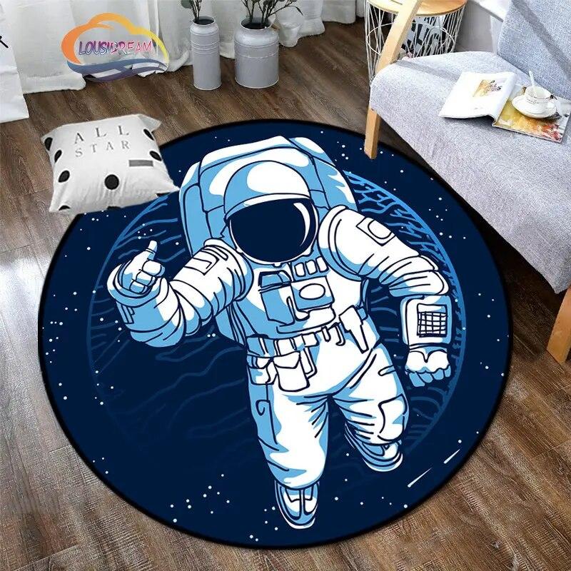 Space Universe Vector Ufo and Many Planets In Galaxy Round Bedroom Floor Mat Cosmos Solar System Pattern Decoration Carpets