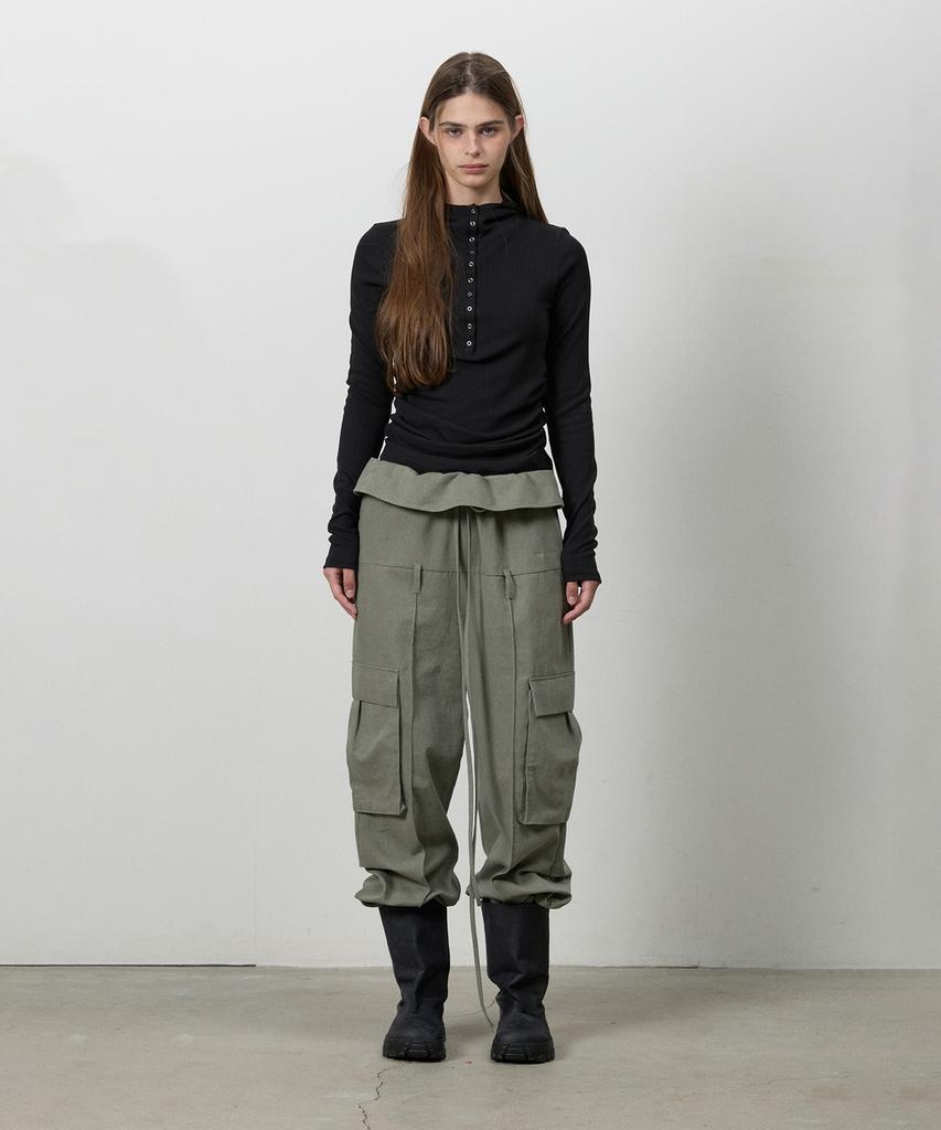 THREE TO EIGHTY Fold Cargo Pocket Pants Khaki
