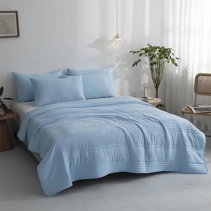 Japanese Style Summer Cooling Blanket Lightweight Cotton Air Conditioning Quilt for Hot Sleepers Adults Washable Single Double
