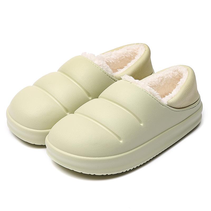 Winter Frauen Baumwolle Hausschuhe Wasserdichte Warme Plüsch Schuhe Mode Indoor Hause Dicke Sohle Schuhe Nicht-Slip Solide Paar Hausschuhe