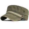 Casquette en Coton Lavé Homme Décontractée Design Unique Casquettes Militaires Chapeau Vintage à Fond Plat Réglable Quatre Saisons