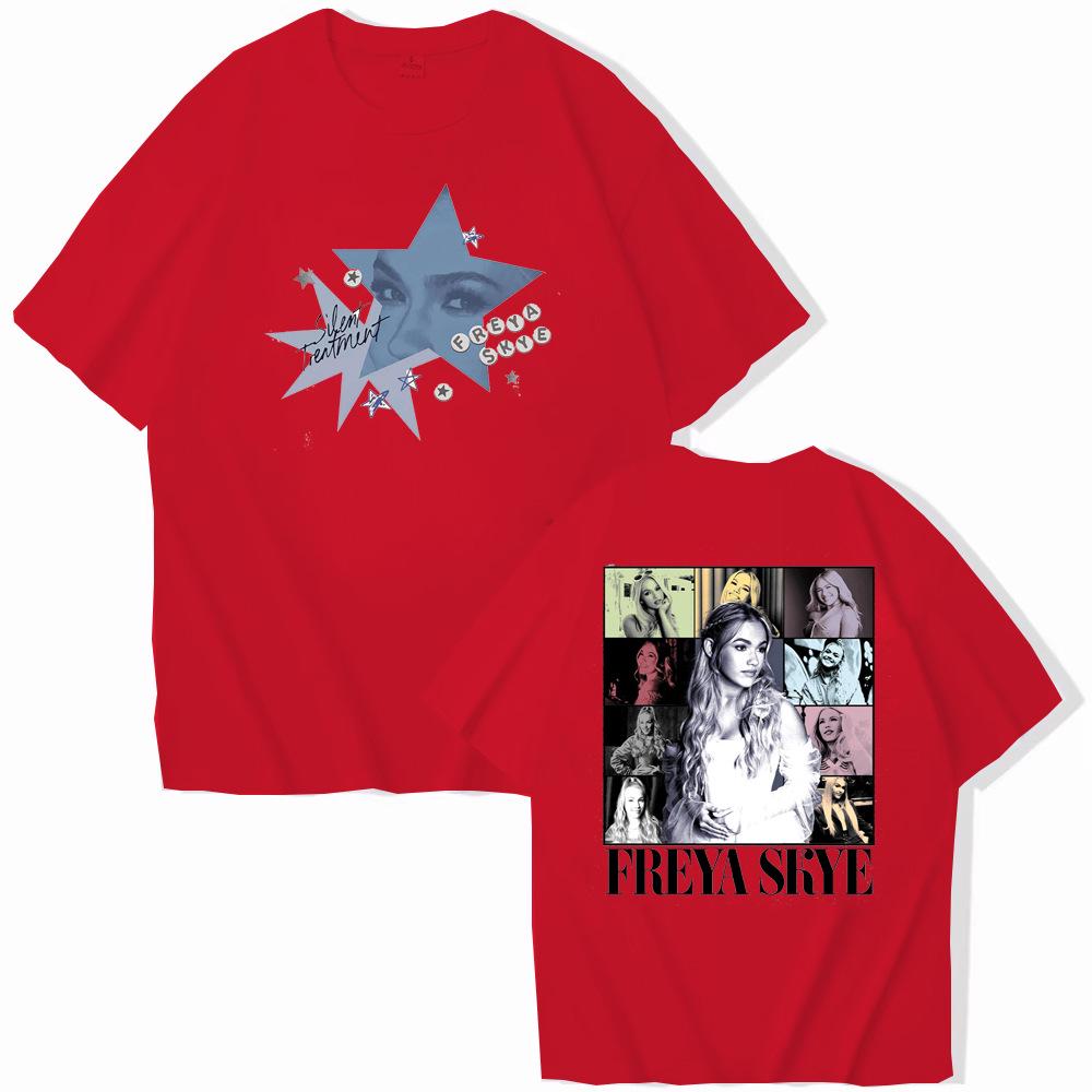 T-shirt Manches Courtes Double Face Imprimé Freya Skye Music Tour en Soie de Lait (Taille européenne)