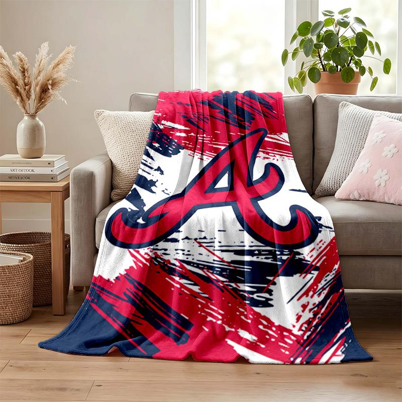 Atlanta Braves Blanket Flannel Blanket Soft Cozy Plush Throw for Sofa Bed Lightweight Home Decor