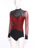 S-XXL Women‘s Performance Bodysuit: Rhinestone Mesh Long Sleeve with Back Cutout & Snap Crotch for Gymnastics, Skating