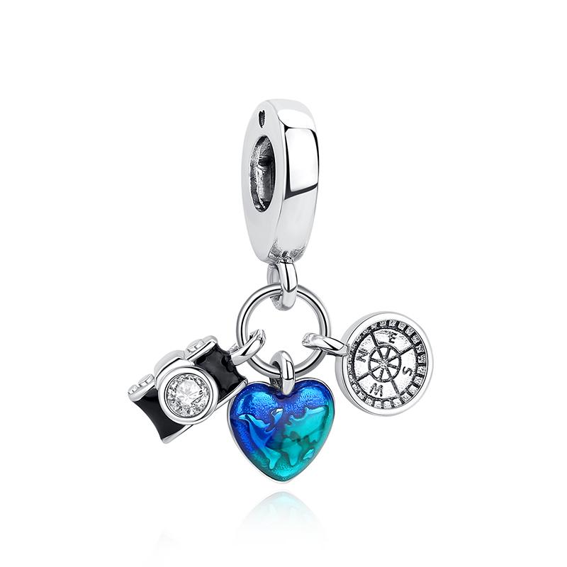 Original Copper Charms Camera Suitcase London Bus Love Beads Fit Brand Bracelets Necklaces Jewelry For Women