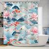 Charming Water Lily Koi Fish Shower Curtain Blue Pink Floral Decor for Bathroom Modern Bath Linen Size 72x84 Inch