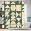Modern Geometric Shapes Rectangular Shower Curtain for Bathroom Decor Green Cream Abstract Design In Various Sizes