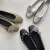 Sheepskin Version~ Niche Design Round Head Rivets Shallow Mouth Single Shoes Women's 2025 Spring and Summer New Casual Flat Ballet