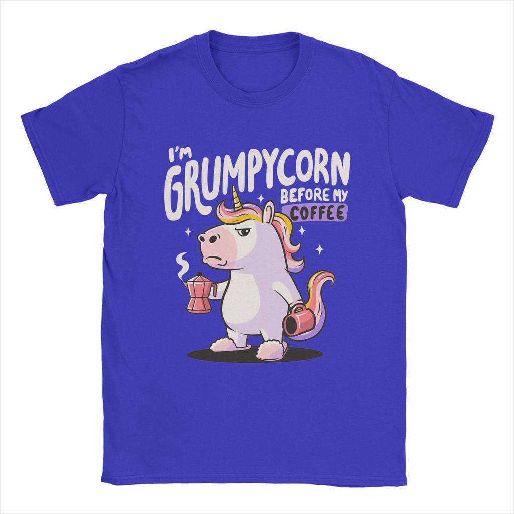 Men Women's Grumpycorn Cute Grumpy  Coffee Gift Shirt Outfit Novelty Cotton T Shirt Tee Clothing Graphic Printing