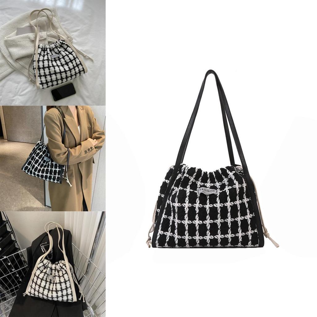 Stylish Checkered Womens Handbag Elegant Large Capacity Korean Design