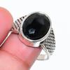 Natürlicher Schwarzer Spinell Edelstein 925er Sterlingsilber Schmuck Ringgröße 9.5 RR-145