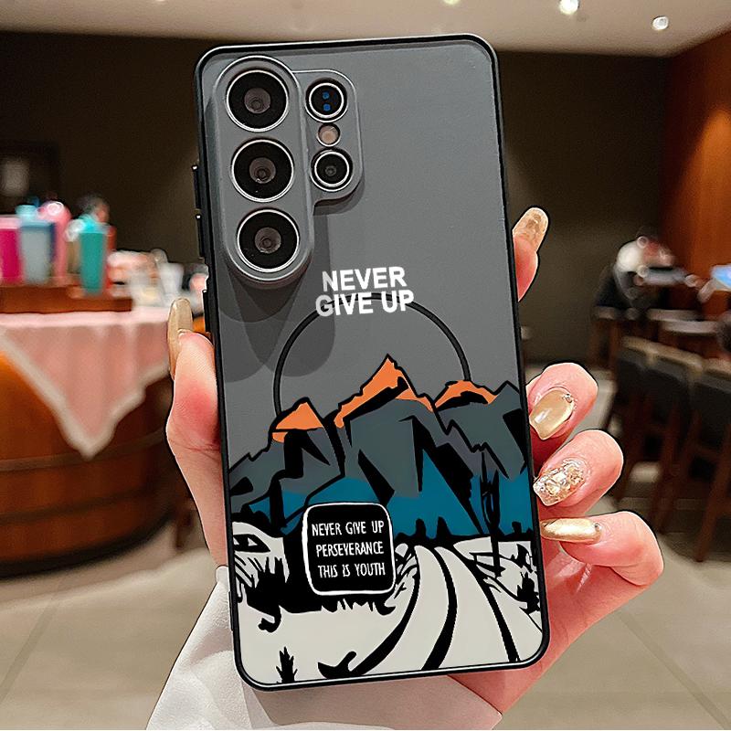 Magnétique Pour Magsafe Coque Pour Samsung Galaxy S26 Ultra S25 Edge S24 Plus S23 FE S22 A17 A54 A55 A56 A57 5G Motif Paysage Montagne Neigeuse Housse