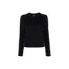 Solid Logo Print Trim Crew Neck Sweatshirt Women Tops Black 3L2M6C-1JHSZ-0926