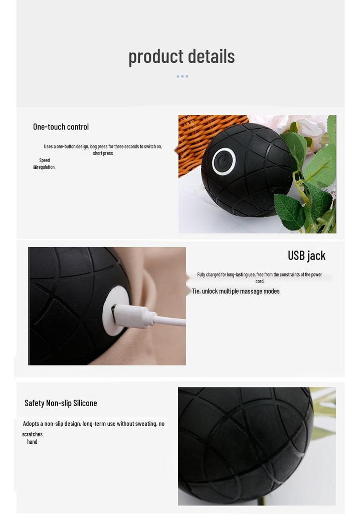 Rechargeable 3D Vibration Yoga Massage Ball for Muscle Relaxation