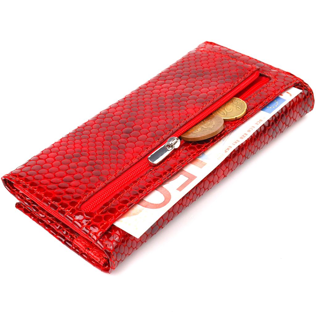 Excellent Women's Wallet Made of Genuine Patent Leather with Snake Embossing CANPELLINI Wallet 21655 Red