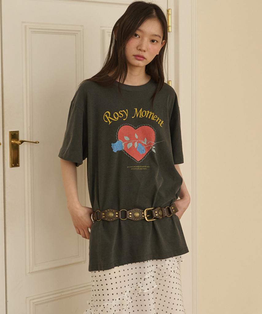 OPENING SUNSHINE Vintage Pigment Rose Graphic T-Shirt_Charcoal
