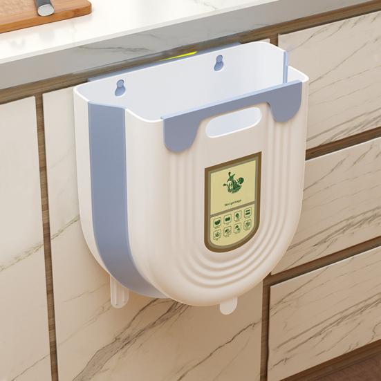 Trash Can Wall-mounted Foldable Space-Saving with Buckle Cabinet Door Wall Hanging Storage Basket Home Supply