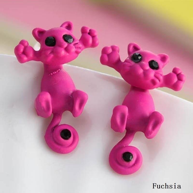 New Fashion Cute Colorful Cat Earrings Stereo Split Animals Earrings Piercing Female Models Gifts ARI