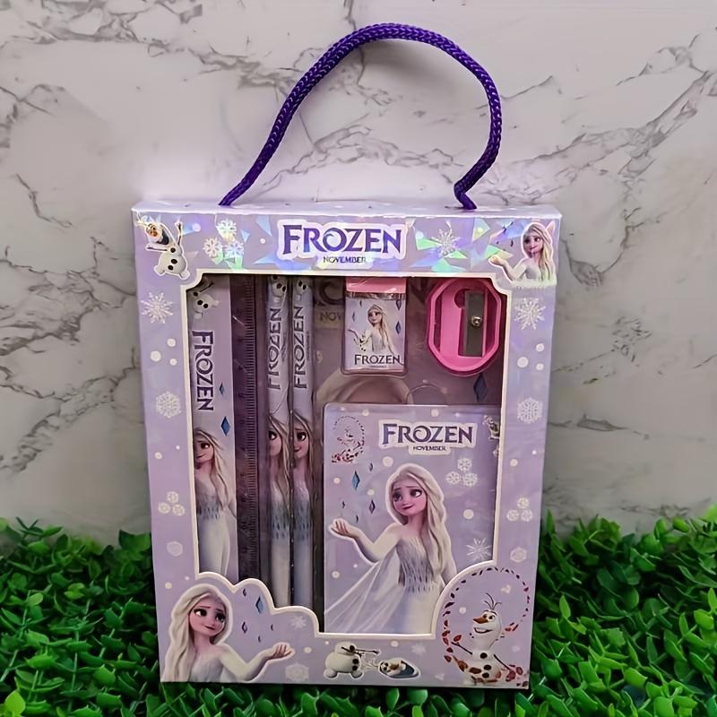 Disney Princess Themed Pencil Set, Purple Style Design with Ruler Eraser and Office Stationery Gift Box for Back To School and Holiday Gifts