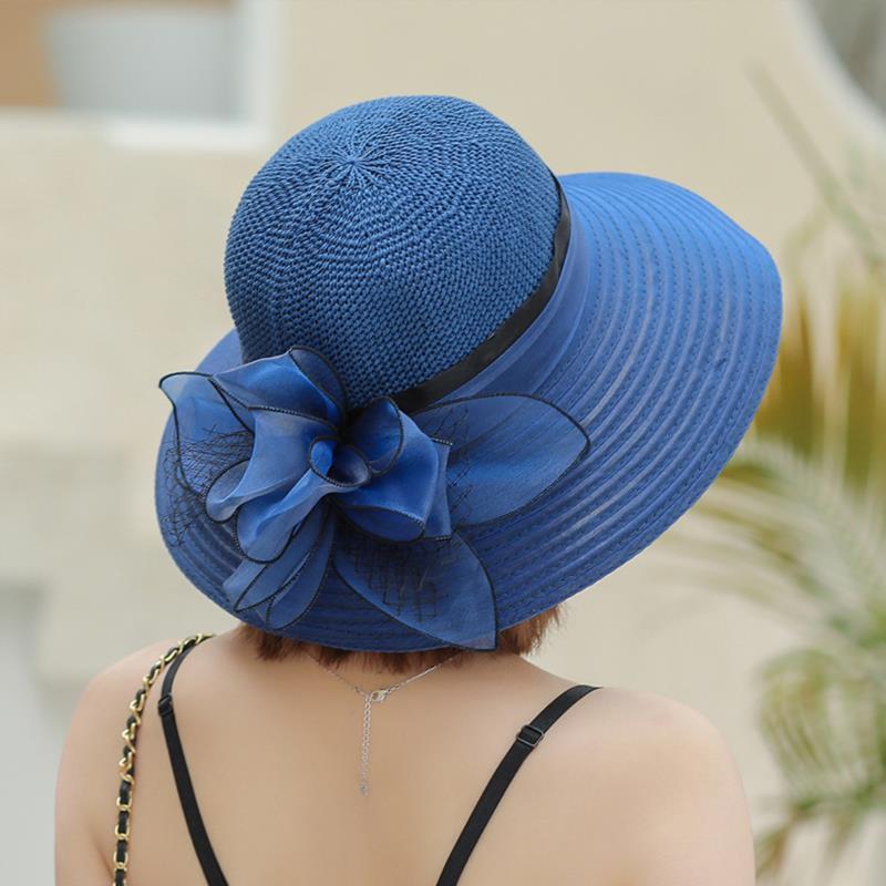 Women's Sun Hat, New Flower Organza Mesh Fisherman Hat, Foldable Vacation Versatile Elegant Sun Hat