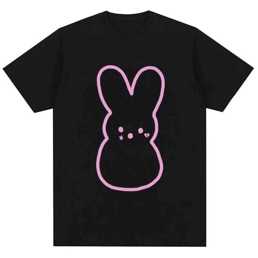 Lil Peep Emo Rabbit Girl Fun Meme Summer Mens Casual Loose Short sleeved Tshirt