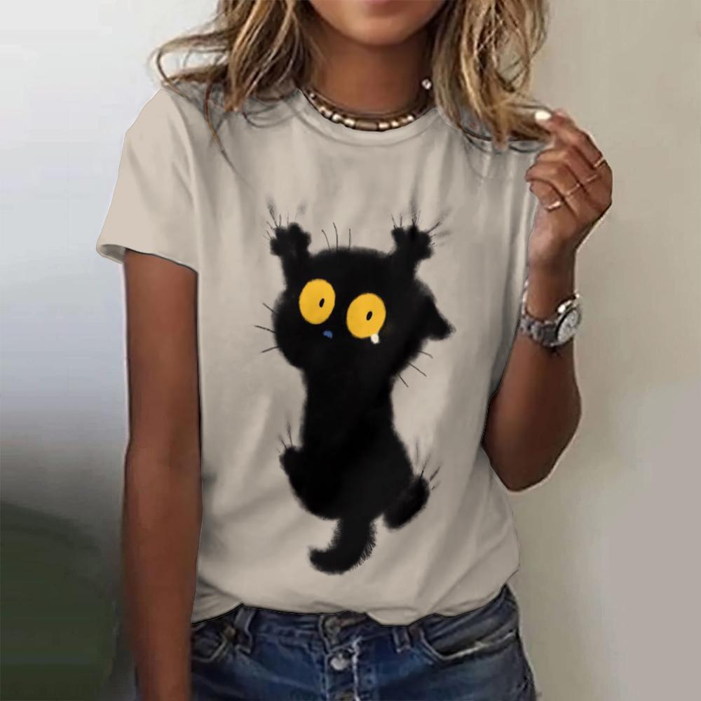 Summer Little Black Cat 3D Printed T-shirt