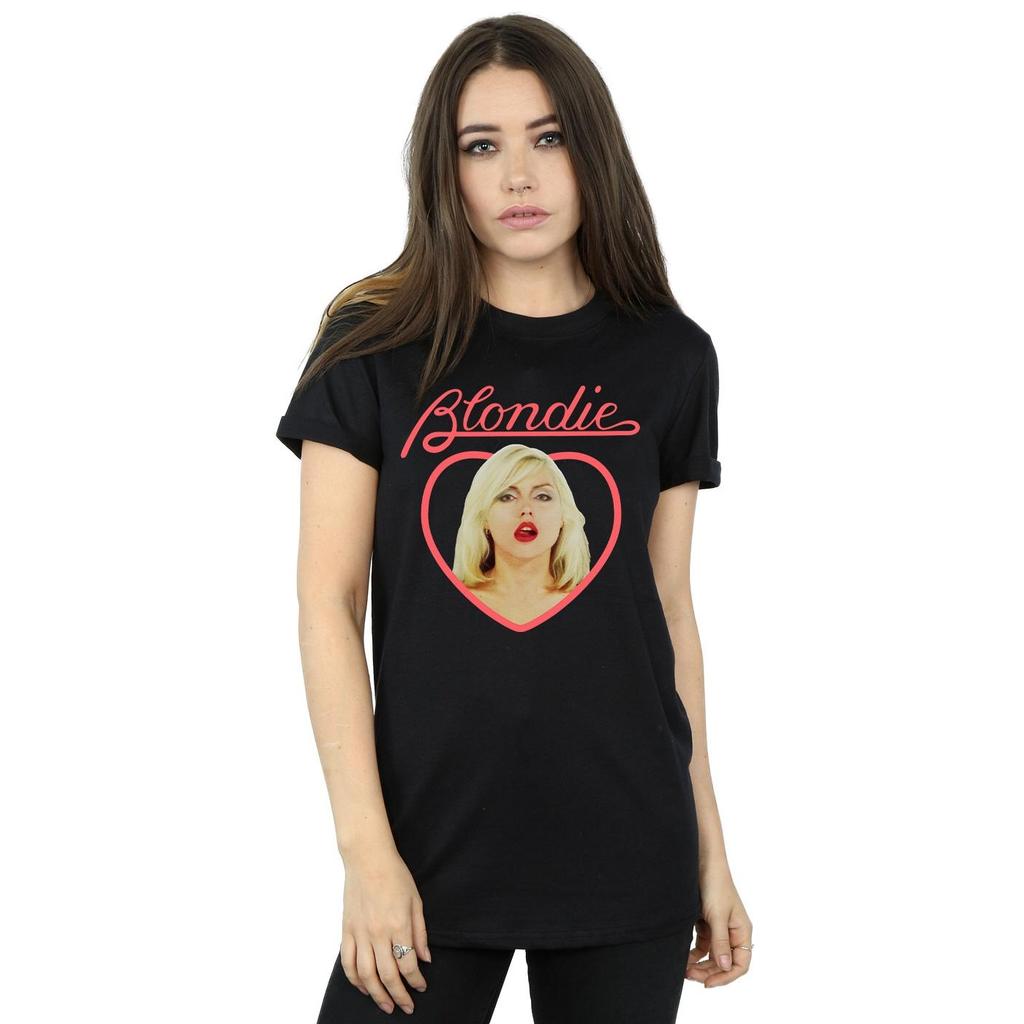 Blondie Camiseta Boyfriend de algodón con cara de corazón para mujer/señora