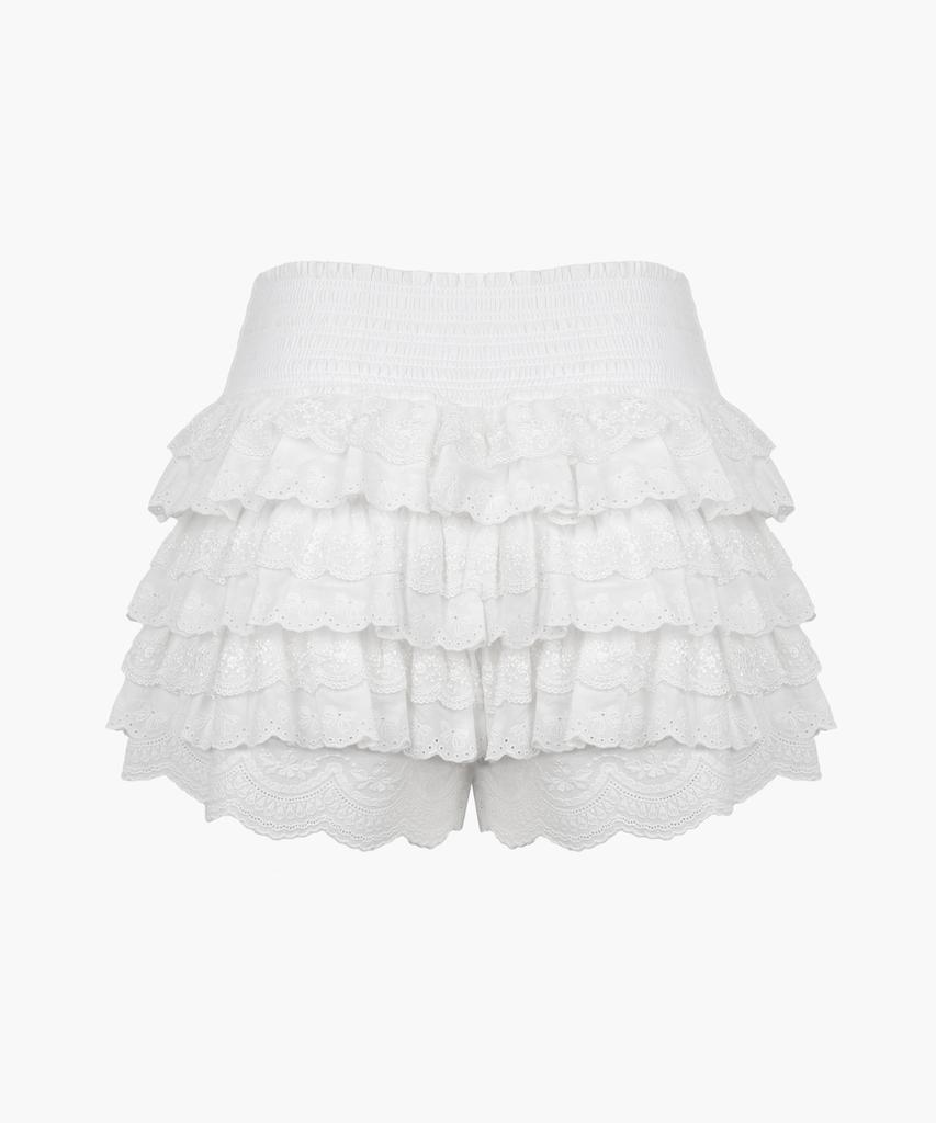 Rough Neck Lace Tutu Pants Skirt White