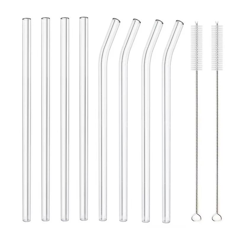 20cm Reusable Glass Straws, High Borosilicate Smoothie Cocktails Straw Environmentally Friendly Drinkware Straw Wine Accessories