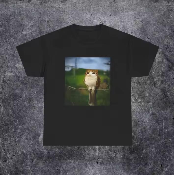 Funny Cat Head Bird Body Meme Short Sleeves T-Shirt Cool Aesthetic Weirdcore Funny Animal Casual Streetwear Graphic Tee Top