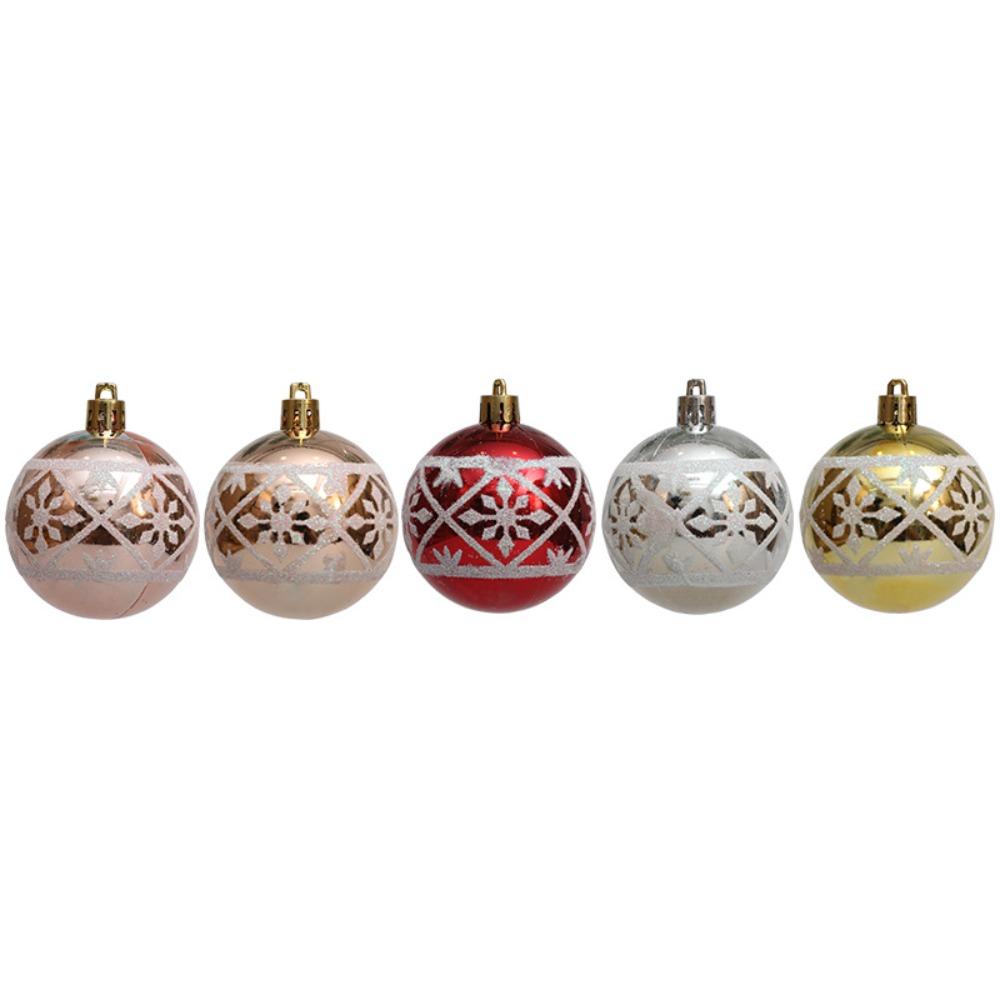 6Pcs/Box Electroplated Plastic Ball Christmas Tree Ornament DIY Crafts Painted Plastic Christmas Gifts Boxes Pendant