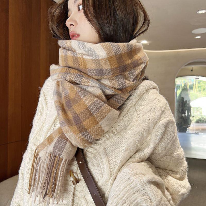 Woman Winter Warm Autumn Wrap Scarves Female Blanket Plaid Scarf Thick Large Shawls