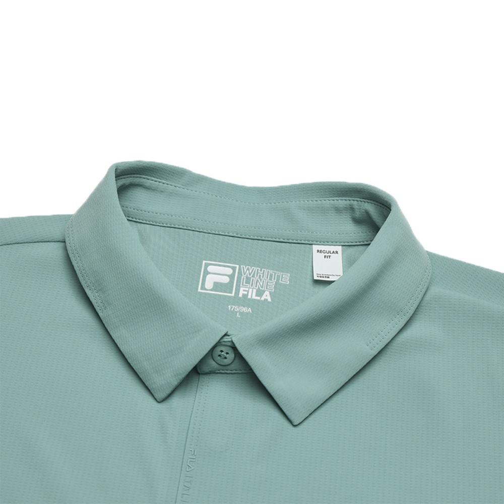 Fila Lifestyle White Series Fashion Simple Versatile Casual Short Sleeve Polo Shirt Men Tops Mineral-Blue F11M523110F-DB
