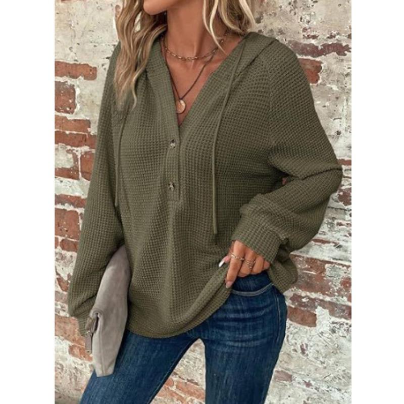 IHUASU Women's Fashion Casual Solid Color Print Long Sleeve Hooded Hoodies & Sweatshirts Unique Design