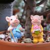 Mini Gardening Statues 2PCS Micro Landscape Ornaments, Pig Figurines, Durable Flowerpot Embellishments Resin Waterproof for Potted Plant Landscaping