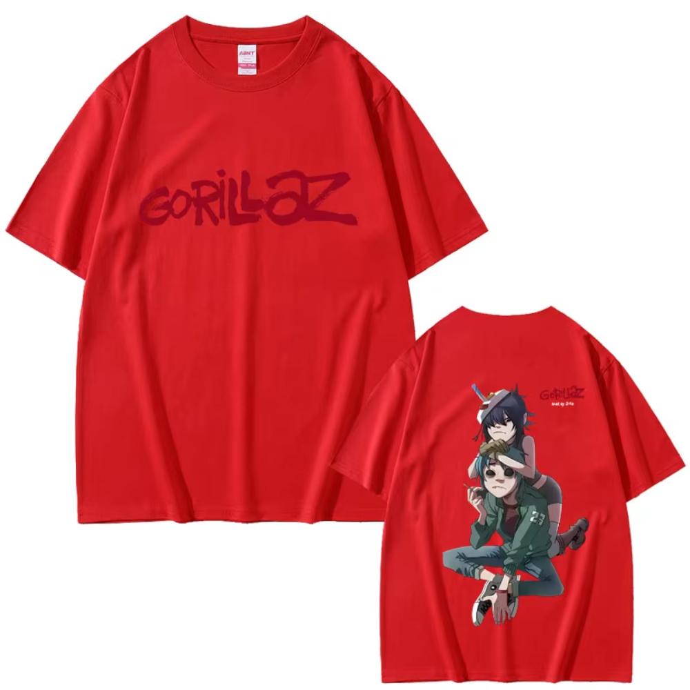 Rock Band Gorillaz T-shirt Female Casual Soft Cotton Crewneck T Shirt Top Men Women Hip Hop Fashion Vintage Oversized Streetwear