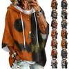 Women's Fashion Printed Loose Fit Hoodie with Three-Quarter Sleeves for Casual Everyday Wear