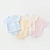 Newborn Bamboo Fiber Triangle Bodysuit - Short Sleeve, Lightweight Jacquard Summer Romper