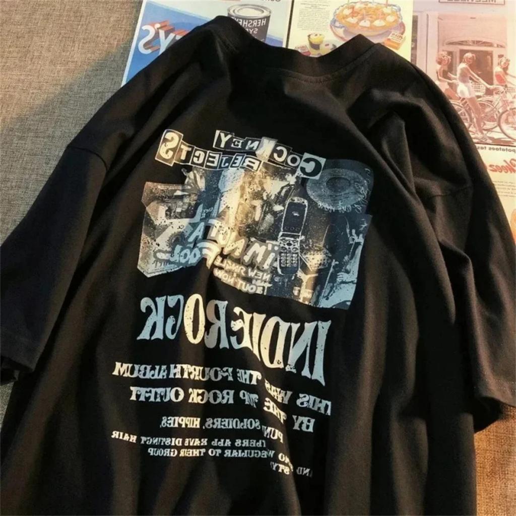 Retro Hip-Hop Style Femme Fashion Tshirts Letter Print Cotton Short Sleeve Streetwear Harajuku Punk Women Clothes Y2k Tops Tees