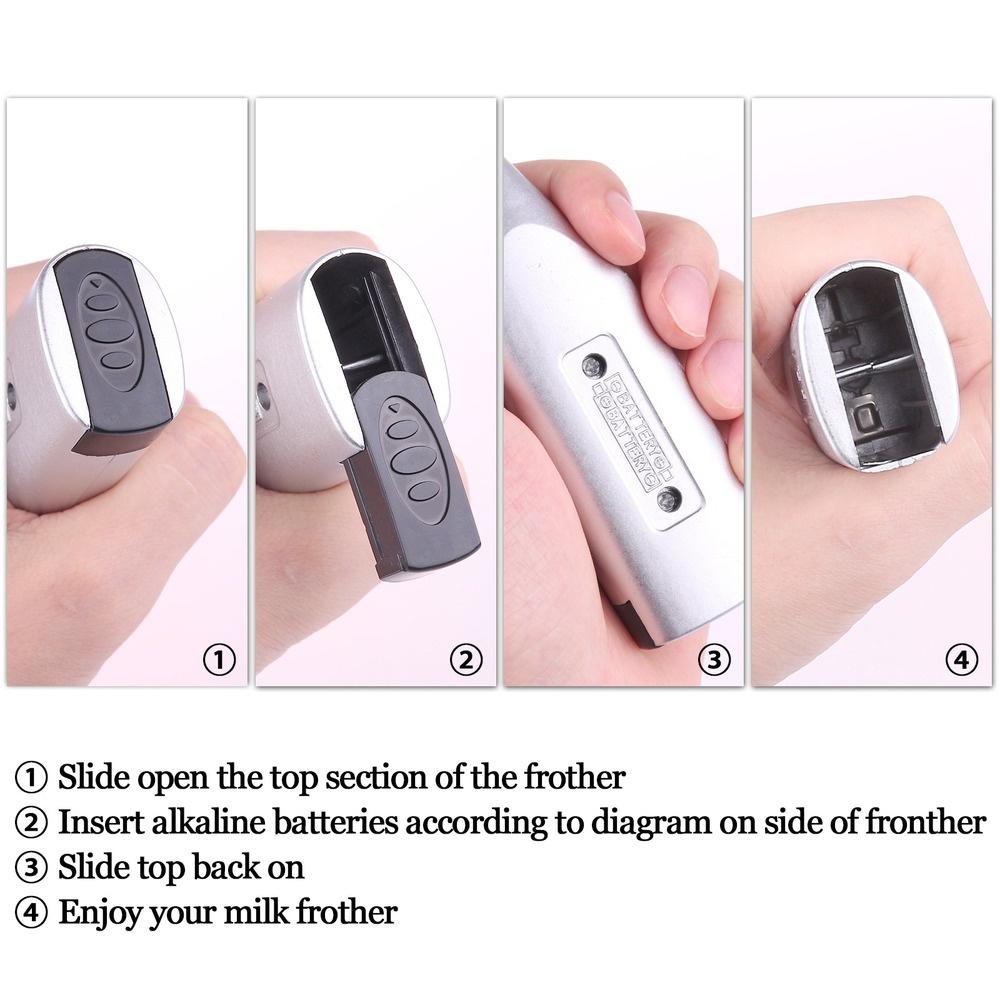 1 Pcs Handheld Stainless Steel Milk Frother Foaming Blender Espresso Cappucino Latte Maker Battery Operated Beater Stirrer