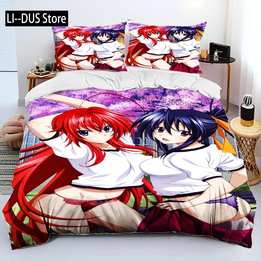 Sexig Tjej High School DxD Anime Sängkläder Set Påslakan Sängset Täcke Örngott Täcke King Queen Storlek Pojkar Vuxna