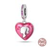 Copper Pink Zircon Heartbeat Charms Beads Fit Pandachoriginal Bracelets Diy Fine Jewelry Valentine'S Day Gifts