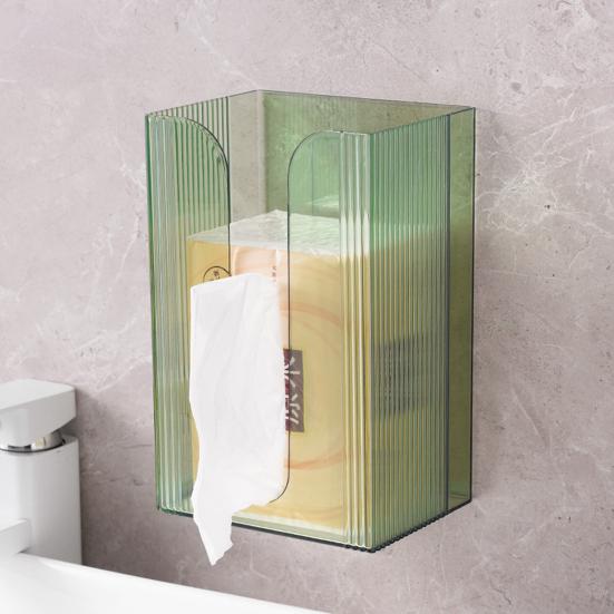 Wall Mounted Tissue Box Holder Large Capacity Transparent Design Simple Installation Bathroom